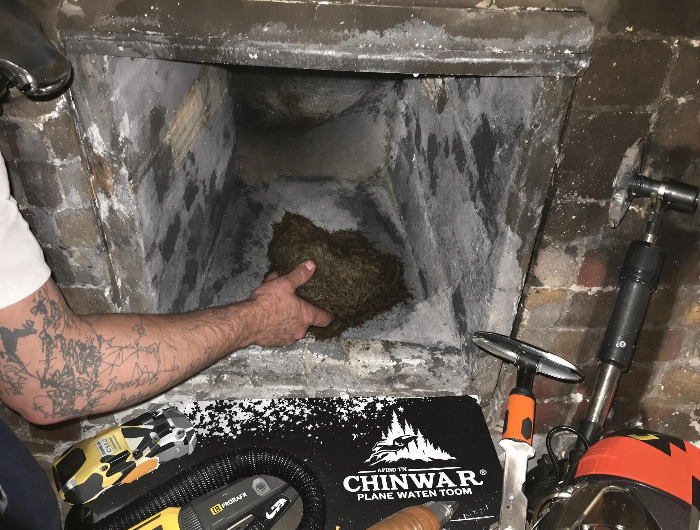 Woodlake Chimney Sweep safely removing debris and screening chimney in Woodlake, VA