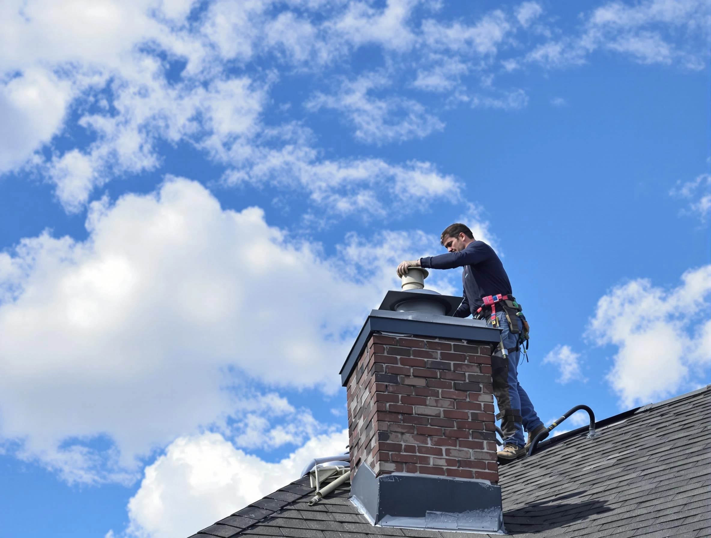 Woodlake Chimney Sweep installing a sturdy chimney cap in Woodlake, VA