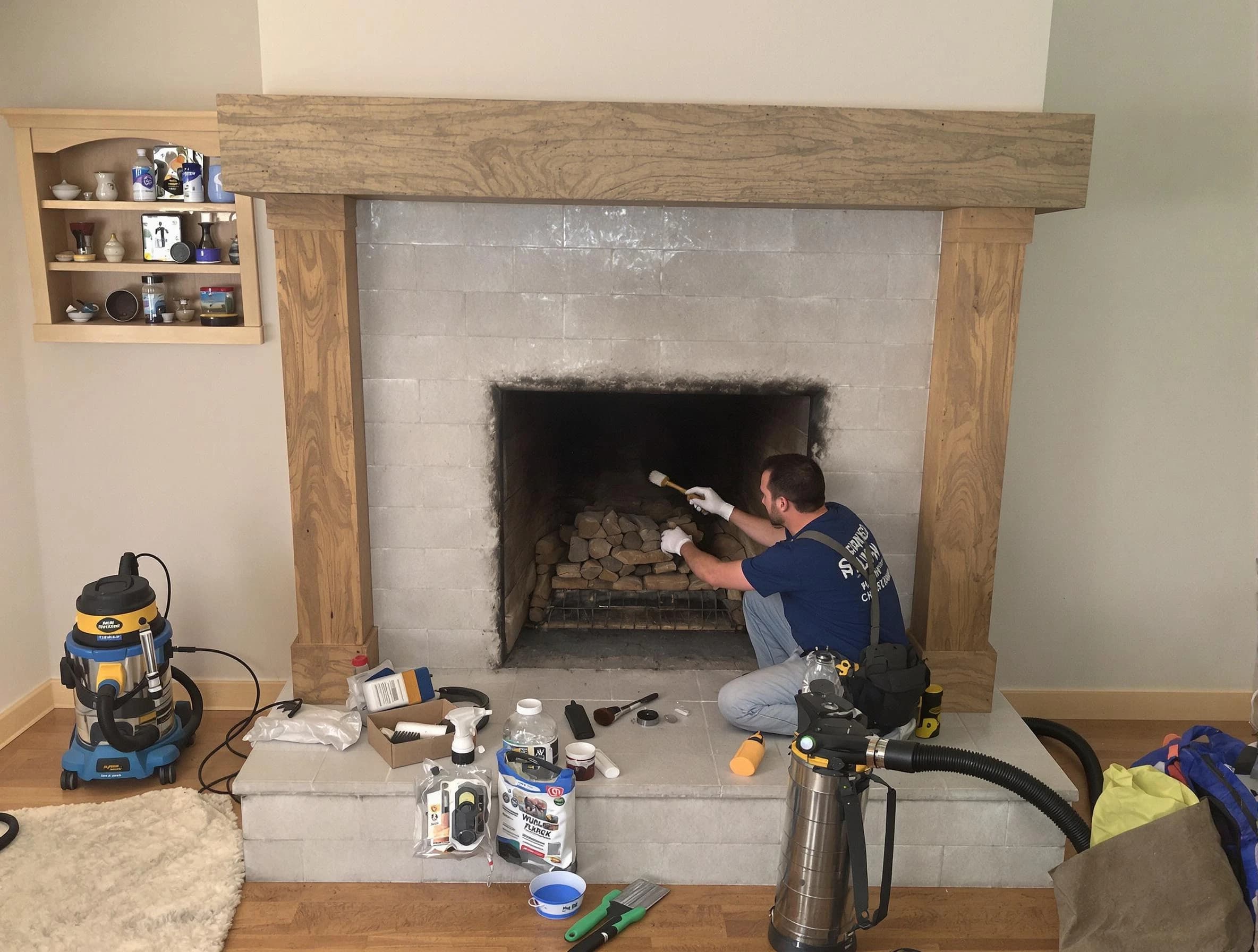 Detailed creosote removal process by Woodlake Chimney Sweep in Woodlake, VA