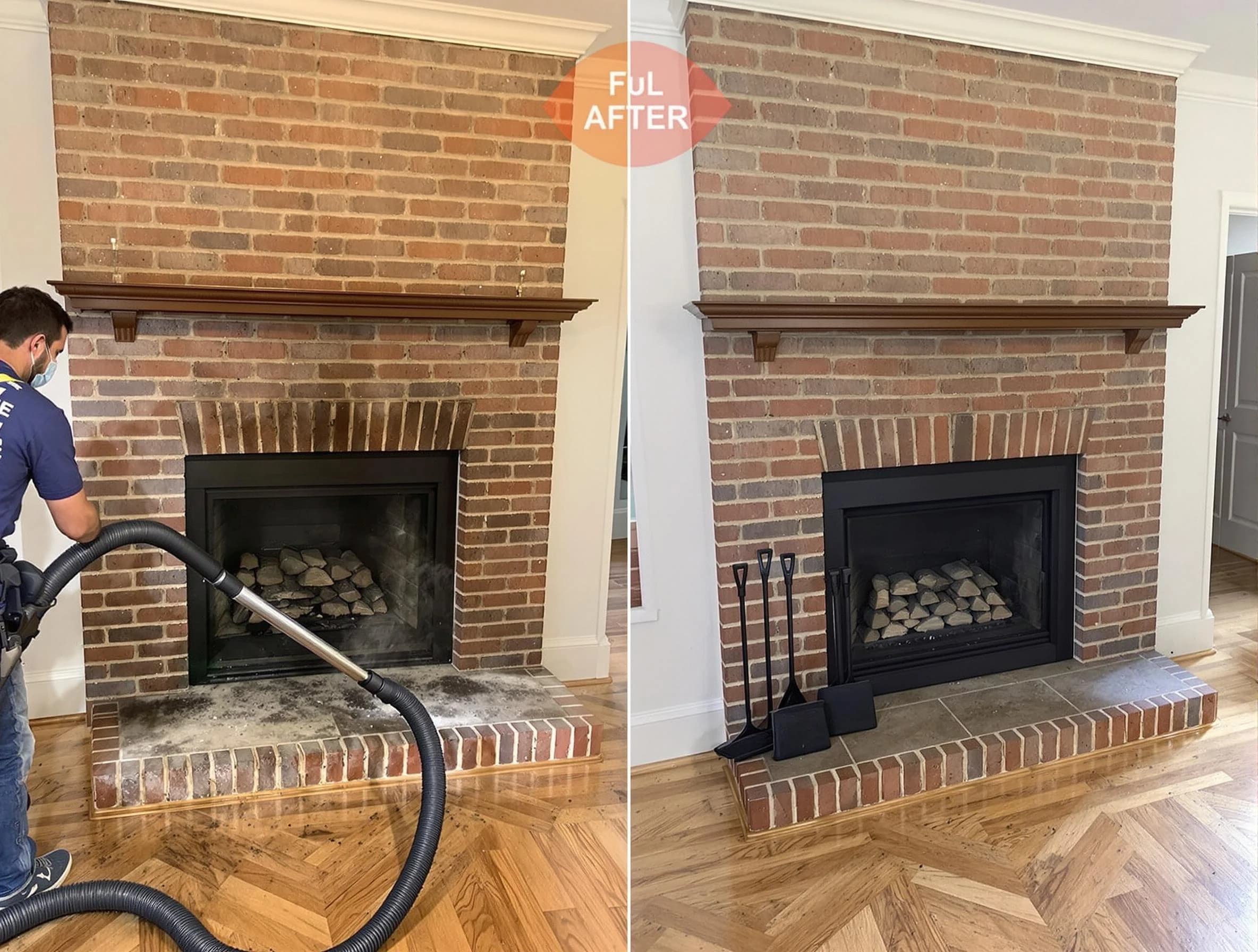 Woodlake Chimney Sweep carefully sanitizing a fireplace in Woodlake, VA