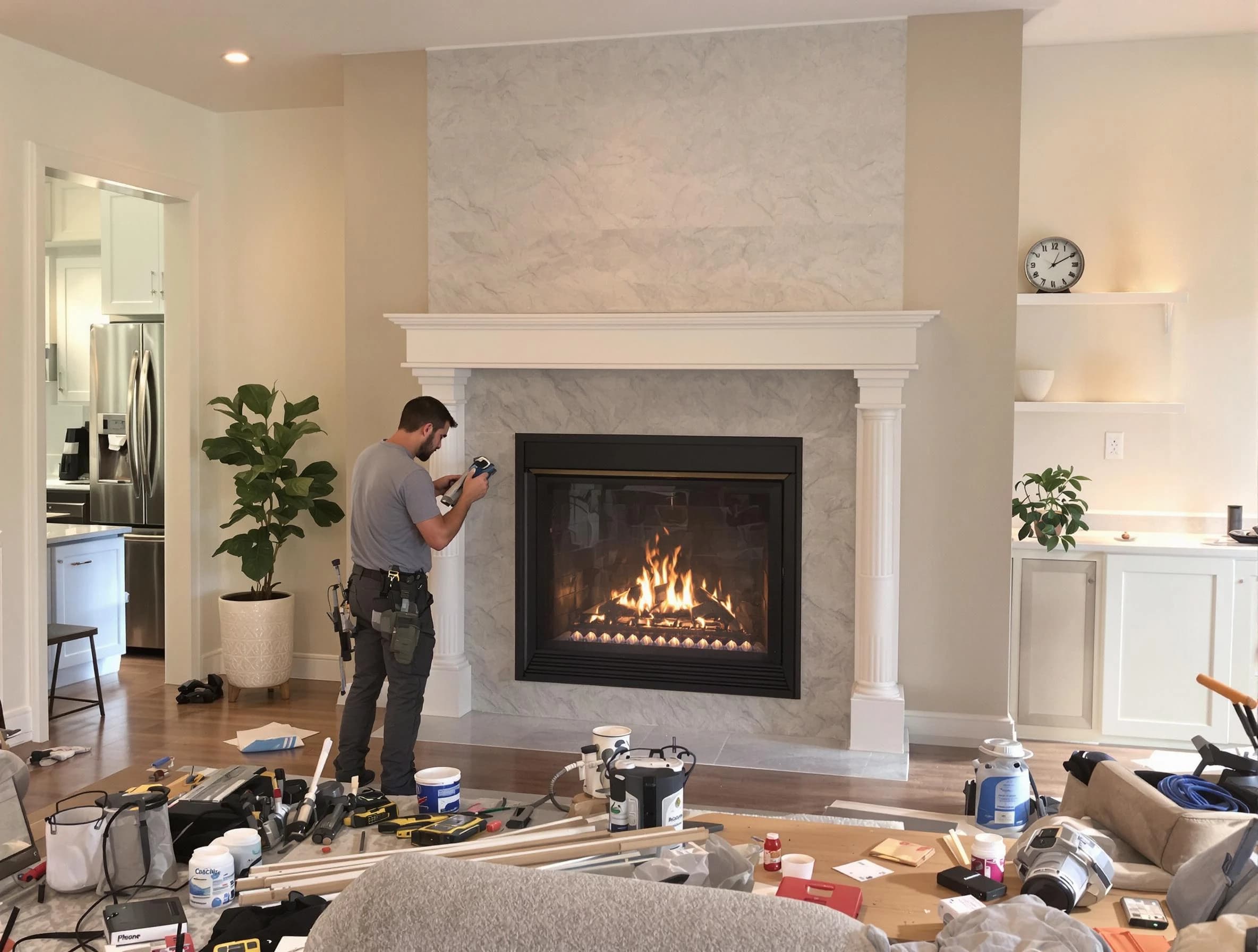 Newly installed fireplace by Woodlake Chimney Sweep in Woodlake, VA