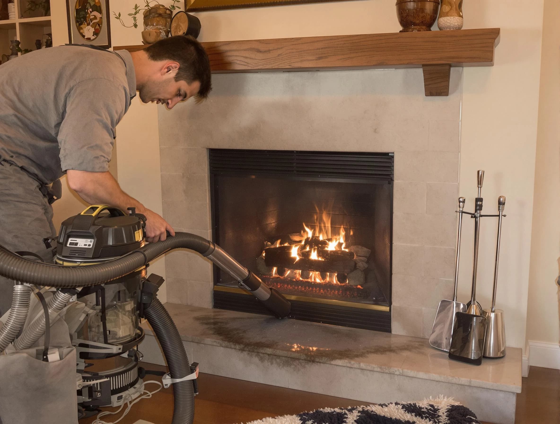 Routine fireplace upkeep by Woodlake Chimney Sweep in Woodlake, VA