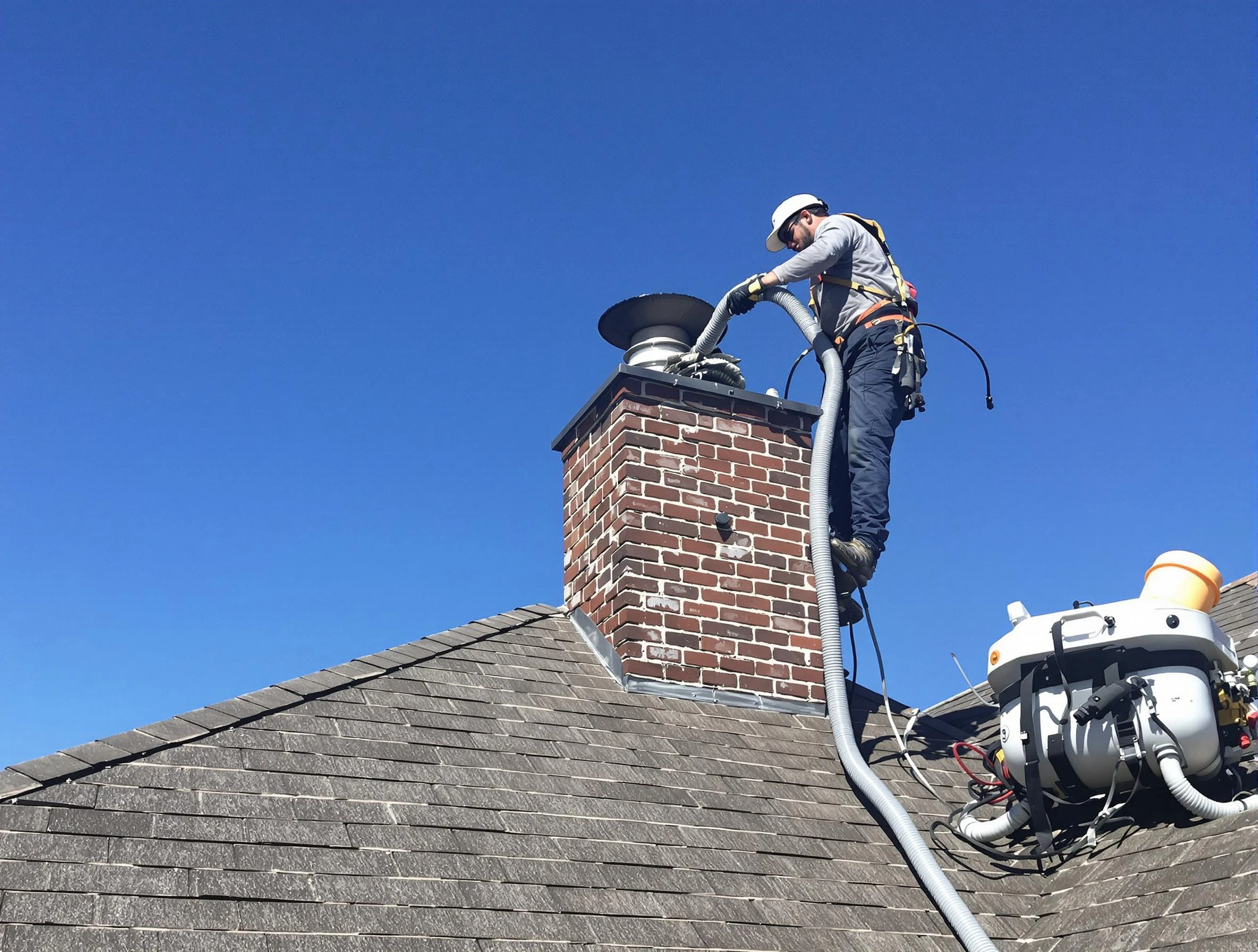 Dedicated Woodlake Chimney Sweep team member cleaning a chimney in Woodlake, VA
