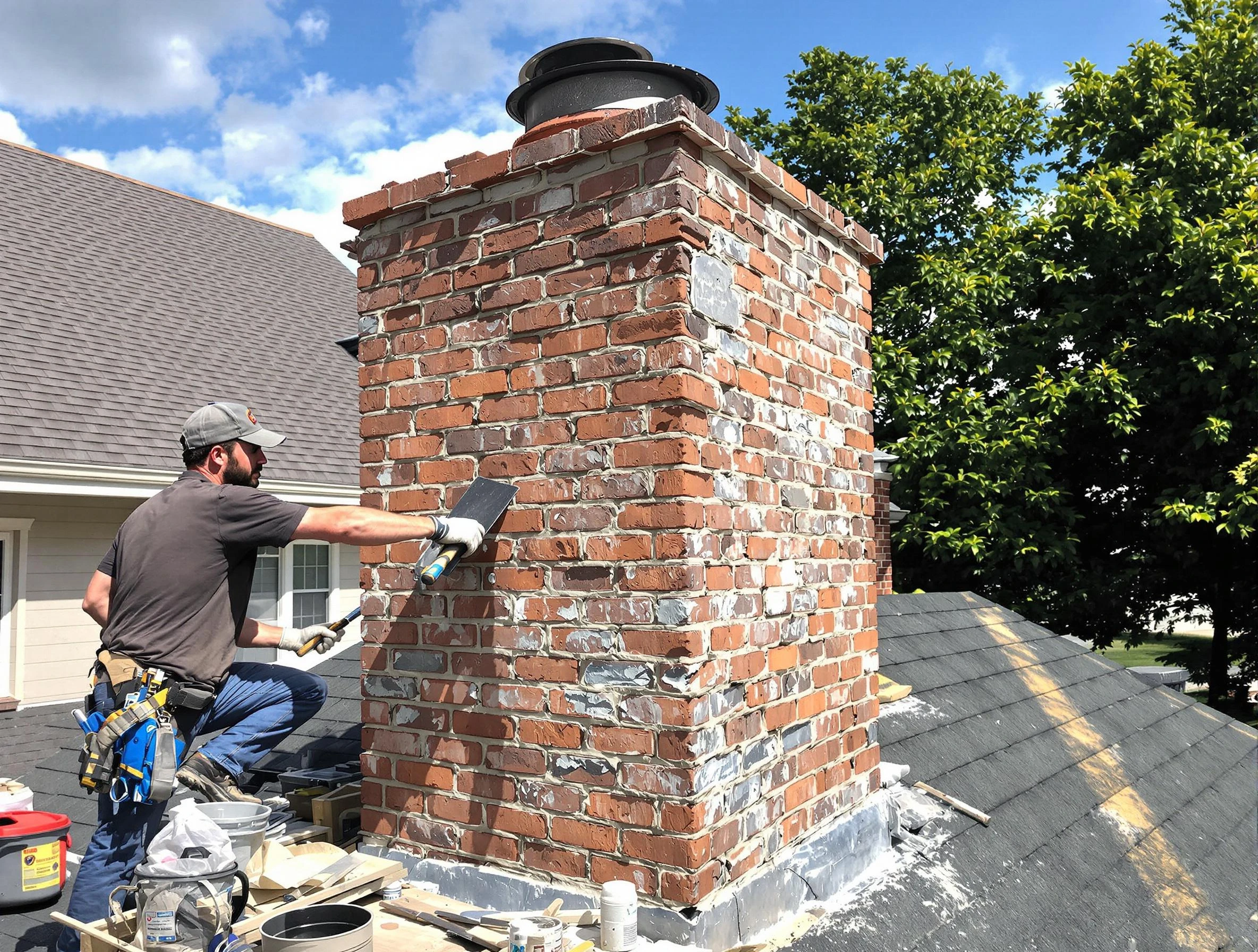 Completed chimney rebuild by Woodlake Chimney Sweep in Woodlake, VA
