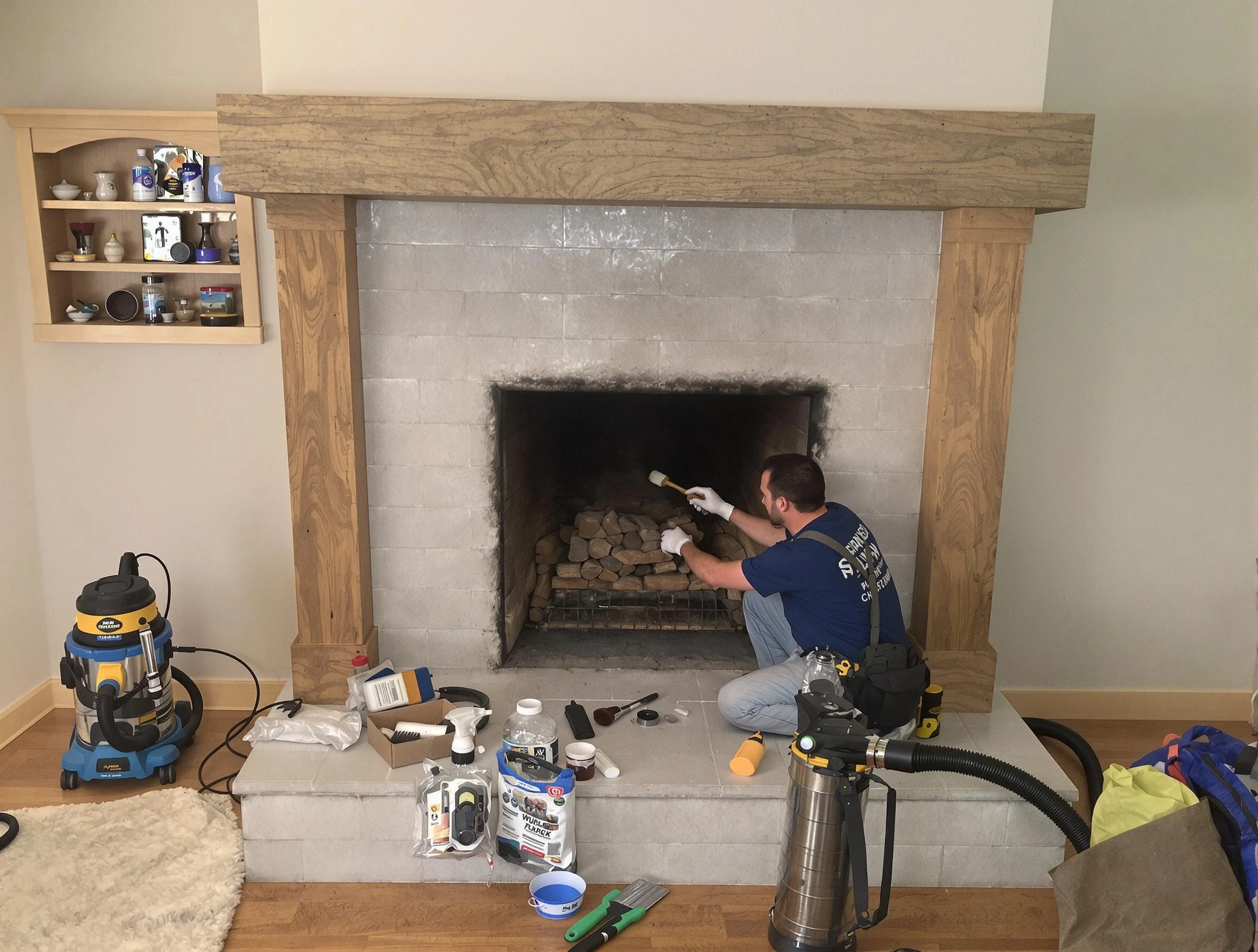Detailed creosote removal process by Woodlake Chimney Sweep in Woodlake, VA