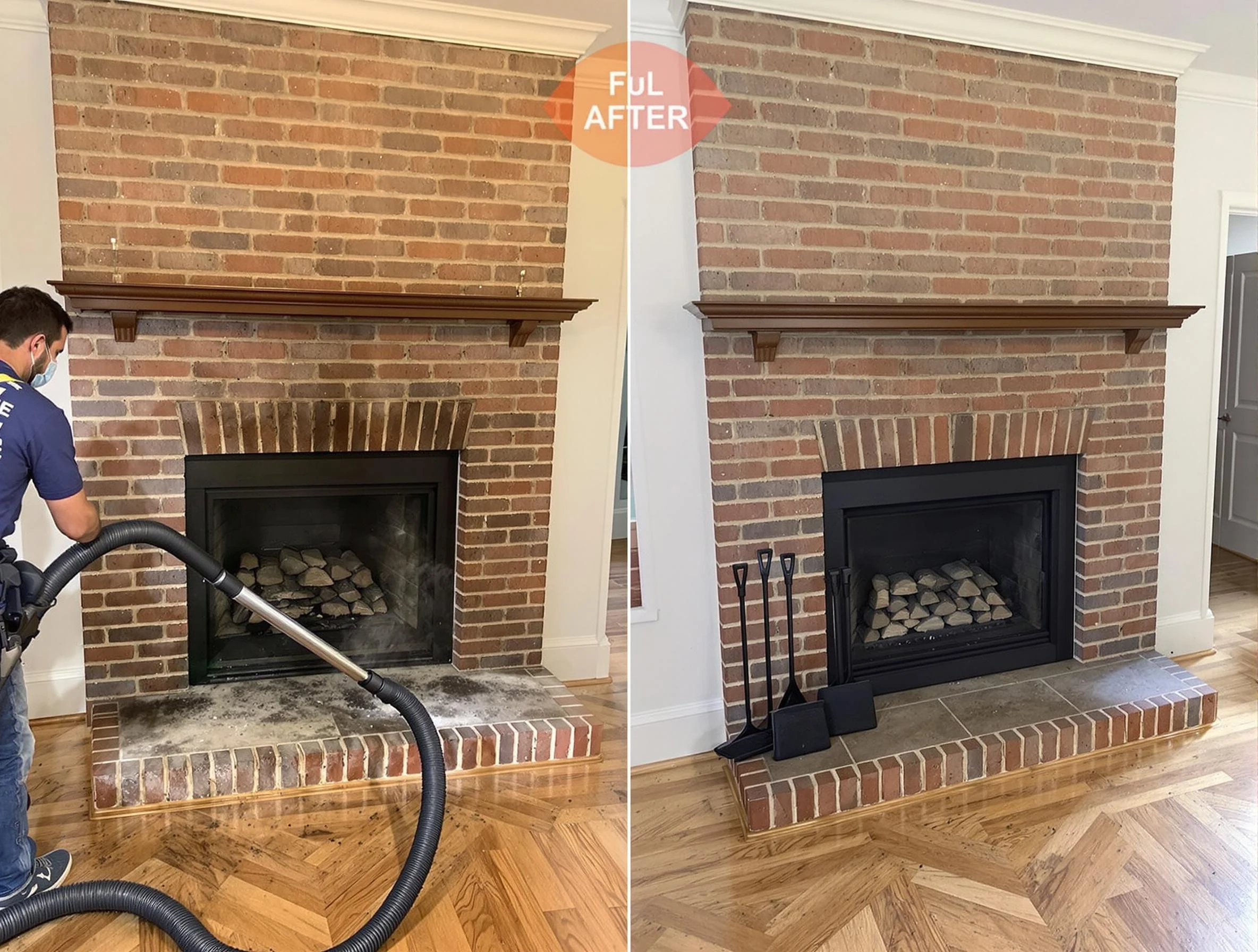 Woodlake Chimney Sweep carefully sanitizing a fireplace in Woodlake, VA