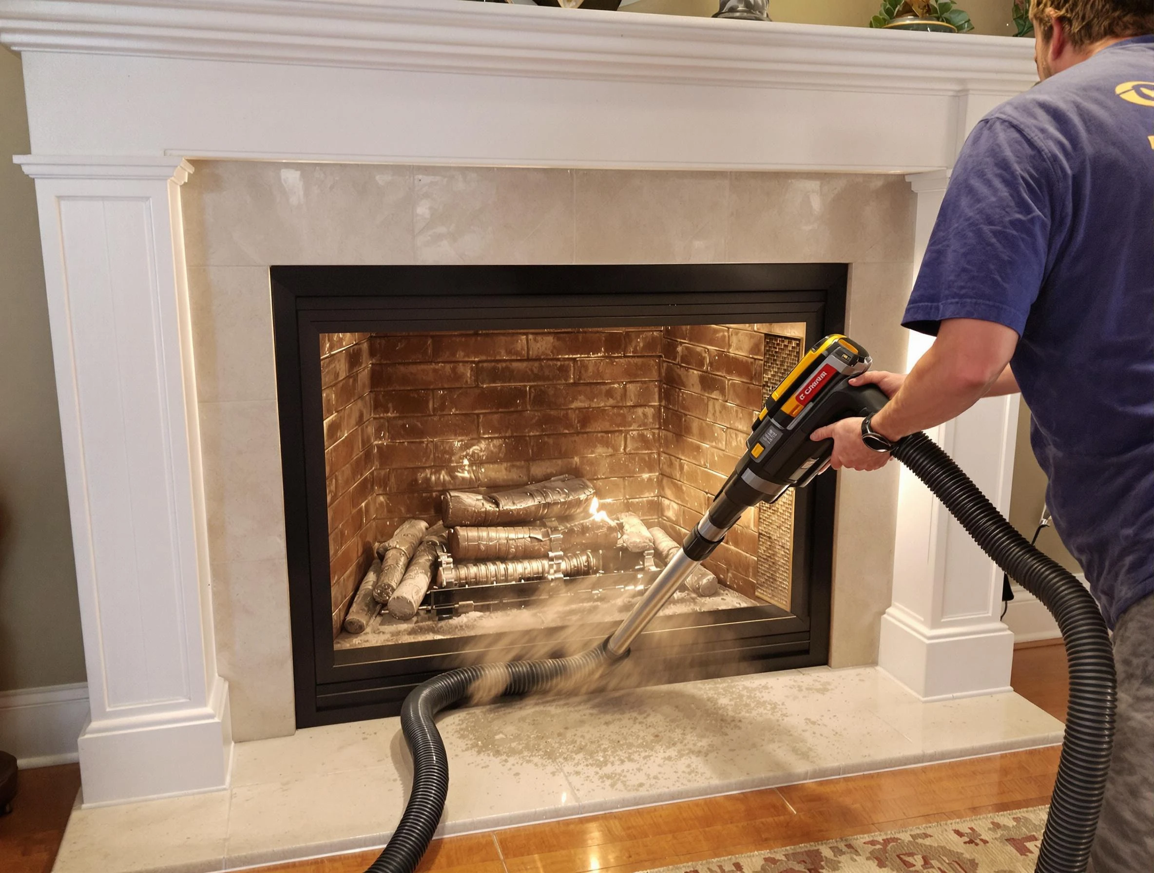 Fireplace cleaning performed by Woodlake Chimney Sweep in Woodlake, VA
